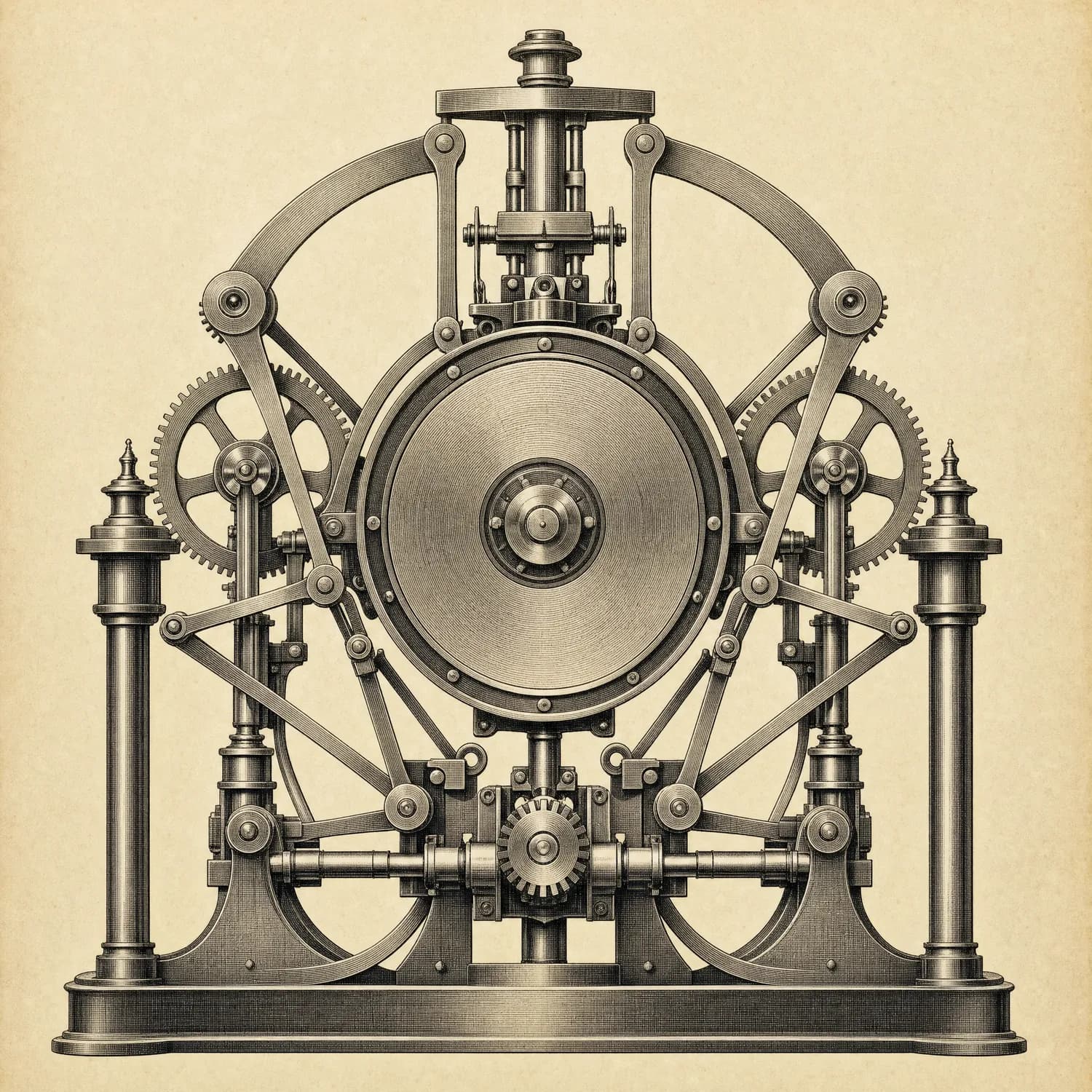 An engraved plate of the handover apparatus, shown in section